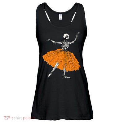 Skeleton Ballerina Dance Tutu Spooky Ballet Dancer Halloween Ladies Essential Flowy Tank