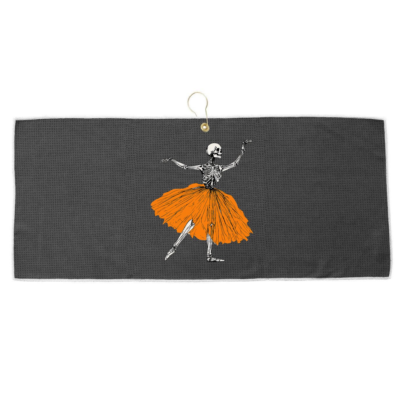 Skeleton Ballerina Dance Tutu Spooky Ballet Dancer Halloween Large Microfiber Waffle Golf Towel