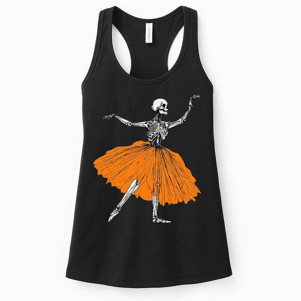 Skeleton Ballerina Dance Tutu Spooky Ballet Dancer Halloween Womens Tank Top