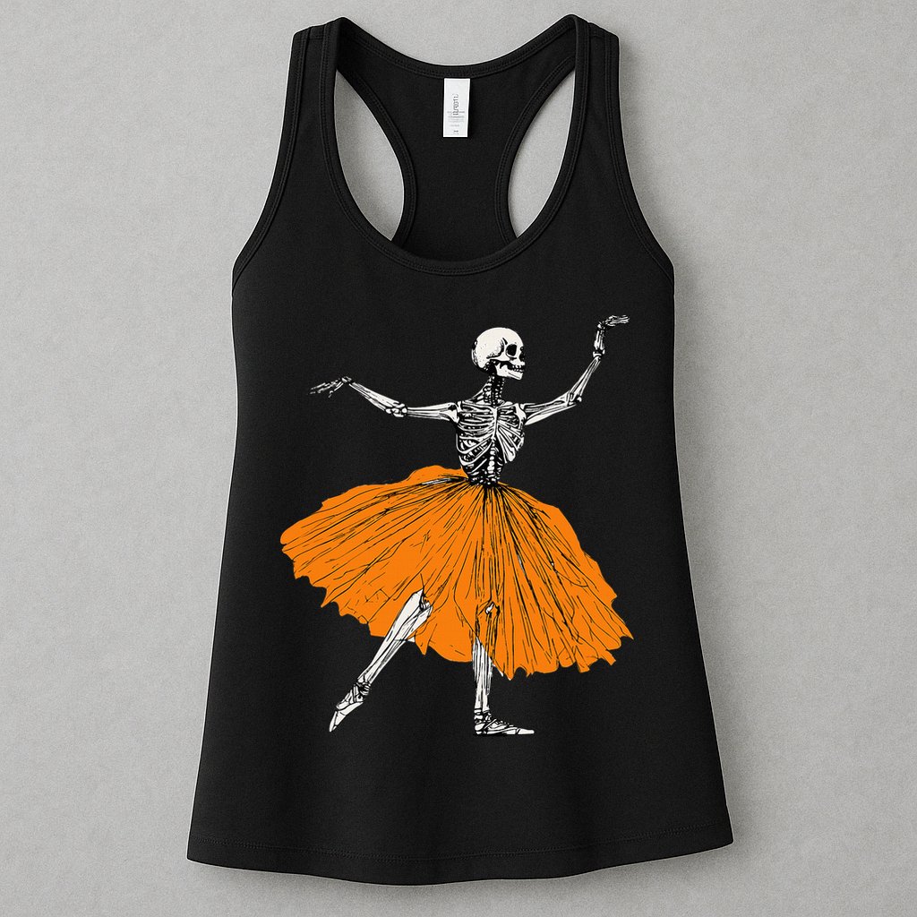 Skeleton Ballerina Dance Tutu Spooky Ballet Dancer Halloween Womens Tank Top