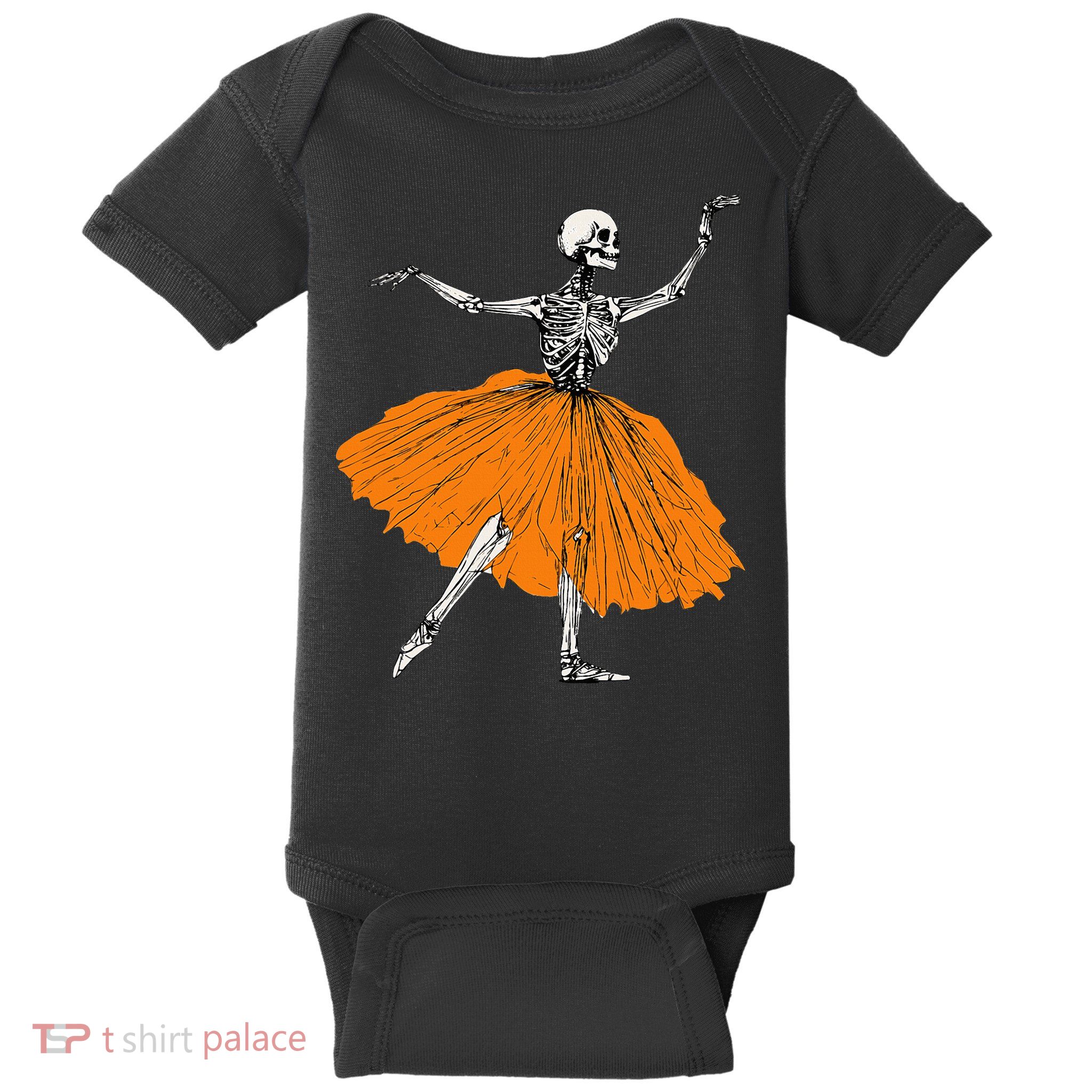 Skeleton Ballerina Dance Tutu Spooky Ballet Dancer Halloween Baby Bodysuit