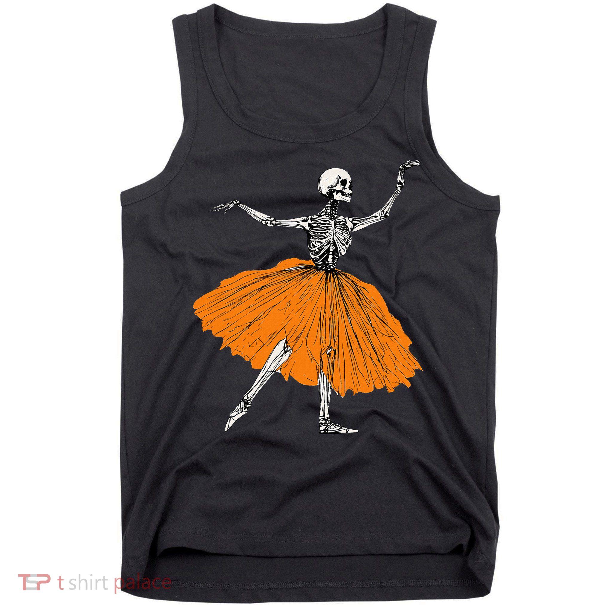 Skeleton Ballerina Dance Tutu Spooky Ballet Dancer Halloween Tank Top