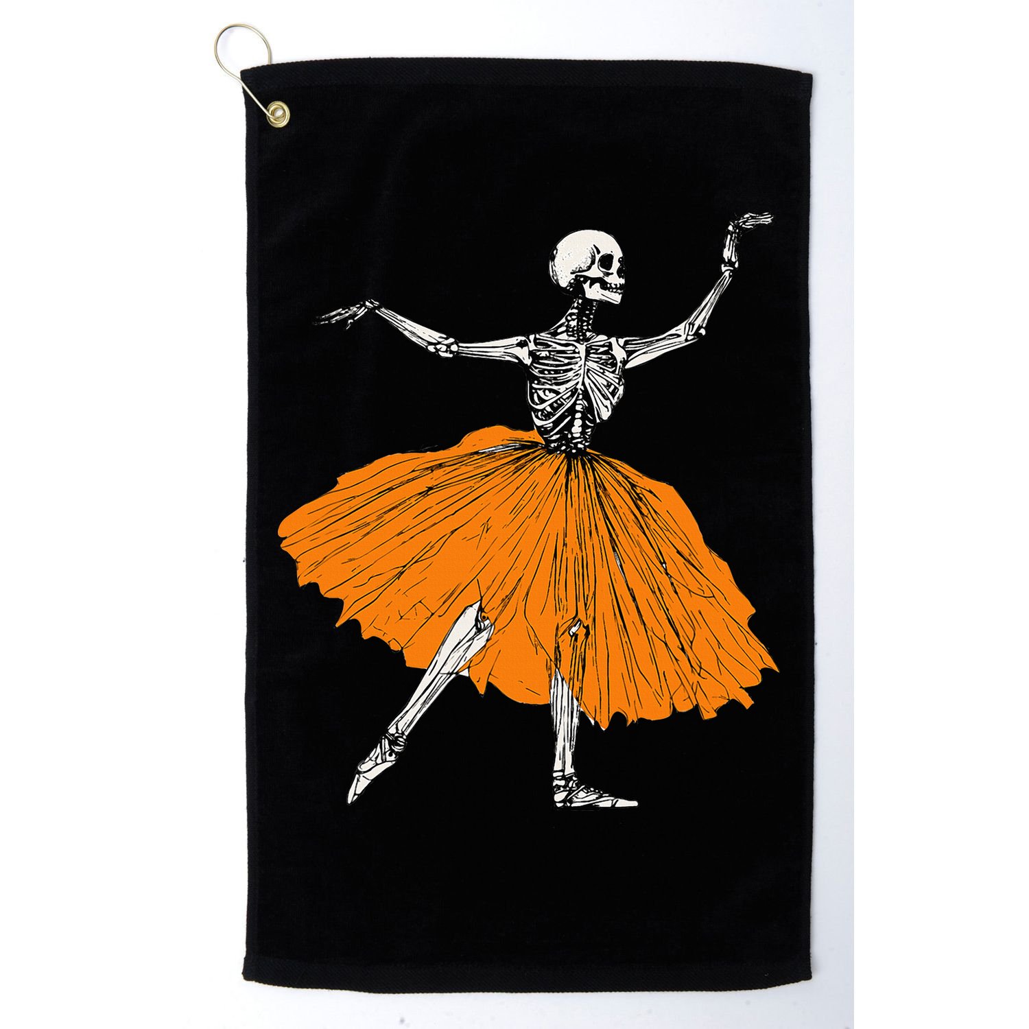 Skeleton Ballerina Dance Tutu Spooky Ballet Dancer Halloween Golf Towel