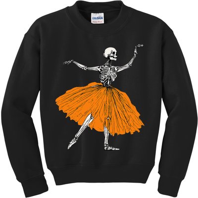 Skeleton Ballerina Dance Tutu Spooky Ballet Dancer Halloween Kids Sweatshirt