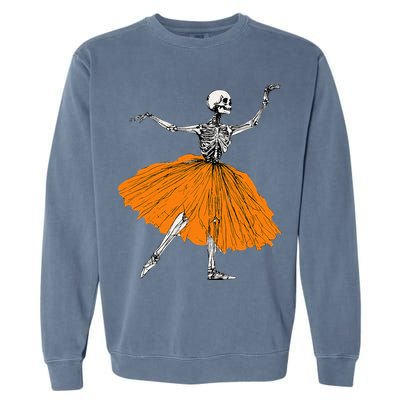 Skeleton Ballerina Dance Tutu Spooky Ballet Dancer Halloween Garment-Dyed Sweatshirt