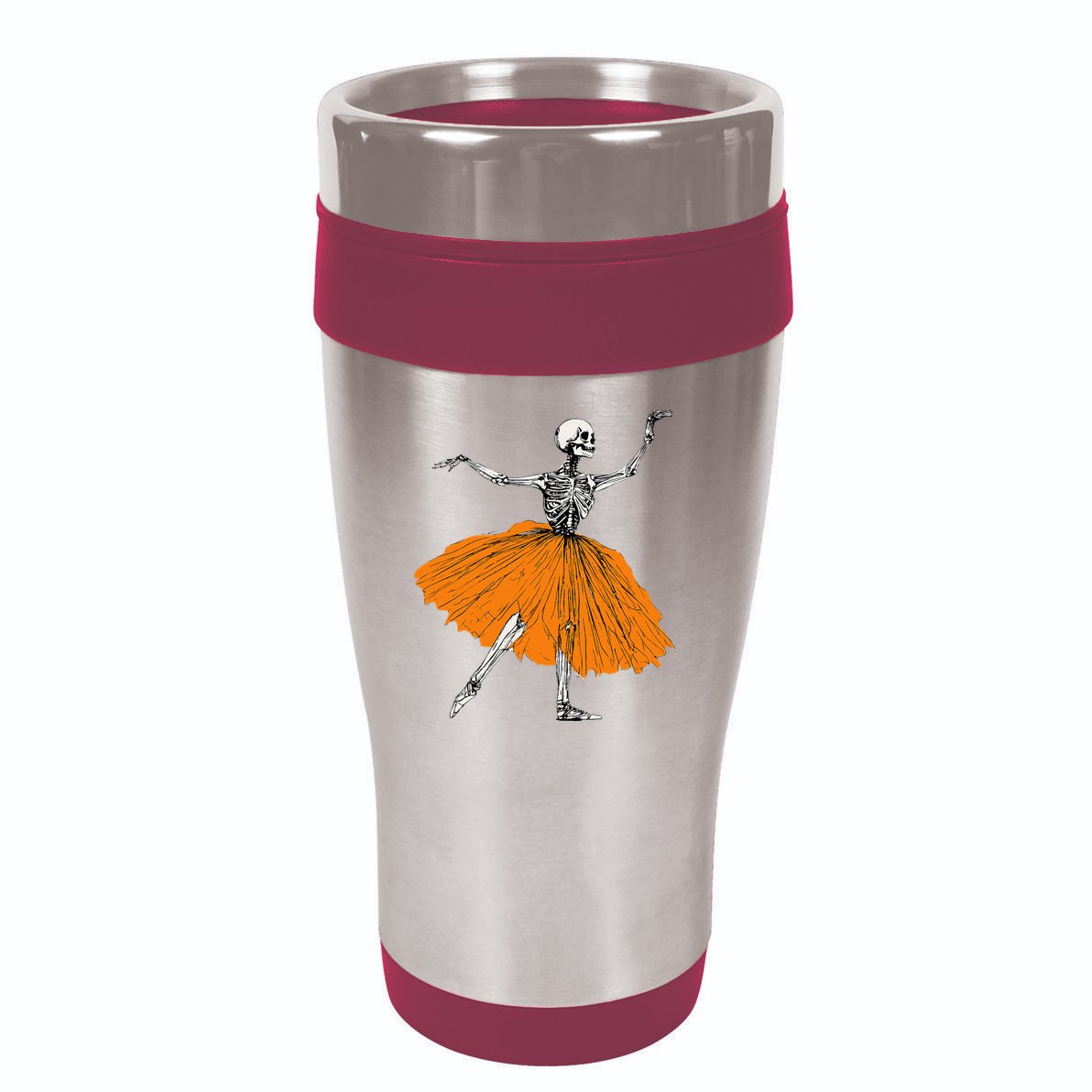 Skeleton Ballerina Dance Tutu Spooky Ballet Dancer Halloween 16oz Travel Tumbler