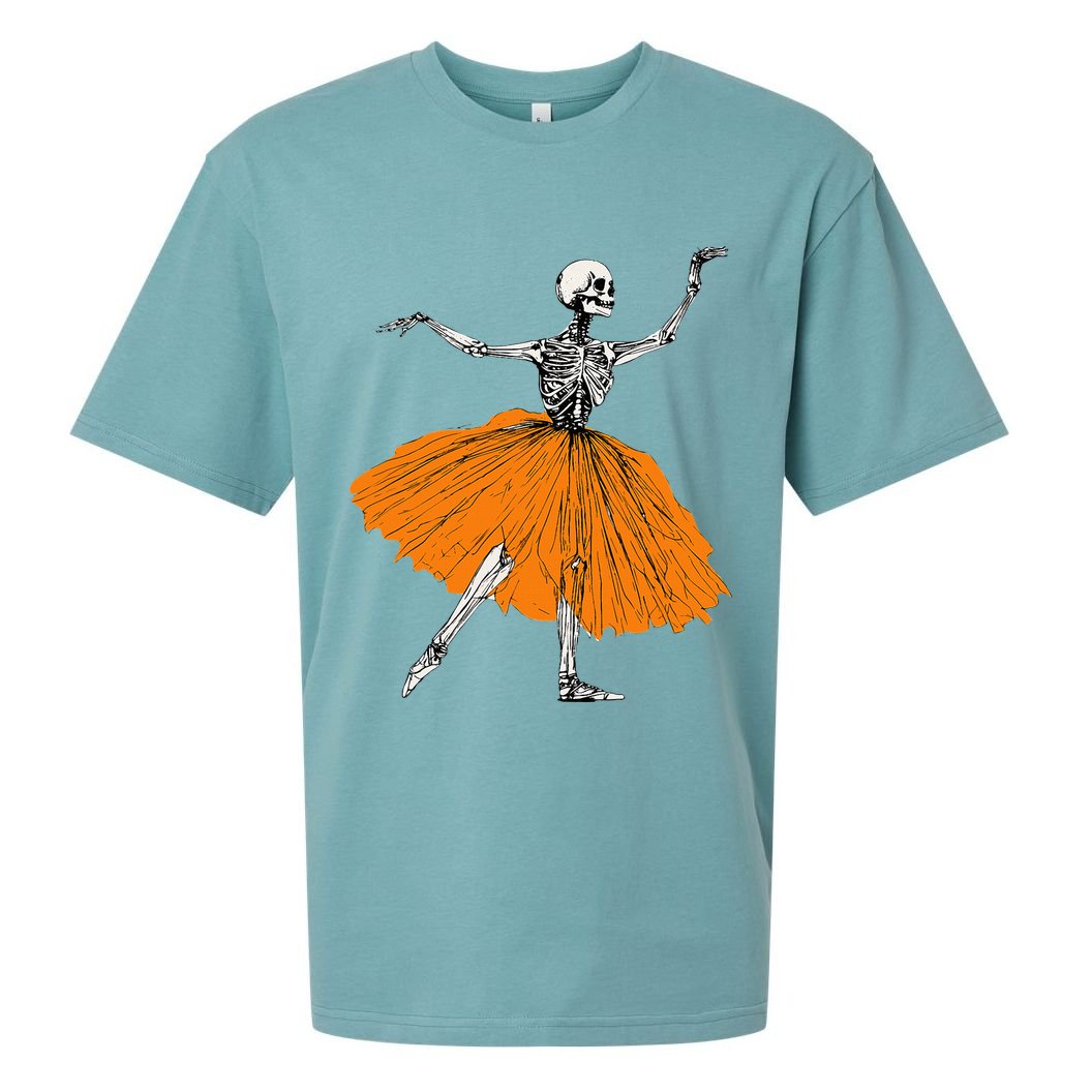 Skeleton Ballerina Dance Tutu Spooky Ballet Dancer Halloween Sueded Cloud Jersey T-Shirt