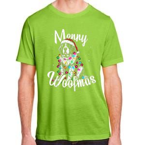 Saint Bernard Dog Merry Woofmas Christmas Lights Santa Hat Tank Top Adult ChromaSoft Performance T-Shirt