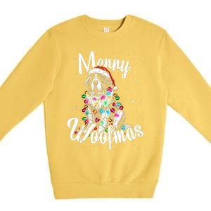 Saint Bernard Dog Merry Woofmas Christmas Lights Santa Hat Tank Top Premium Crewneck Sweatshirt