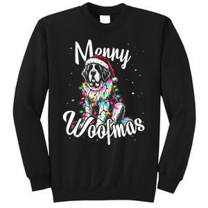 Saint Bernard Dog Merry Woofmas Christmas Lights Santa Hat Tank Top Sweatshirt