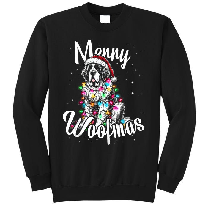 Saint Bernard Dog Merry Woofmas Christmas Lights Santa Hat Tank Top Sweatshirt