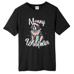 Saint Bernard Dog Merry Woofmas Christmas Lights Santa Hat Tank Top Tall Fusion ChromaSoft Performance T-Shirt