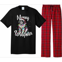 Saint Bernard Dog Merry Woofmas Christmas Lights Santa Hat Tank Top Pajama Set