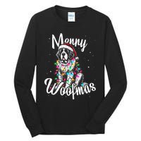 Saint Bernard Dog Merry Woofmas Christmas Lights Santa Hat Tank Top Tall Long Sleeve T-Shirt