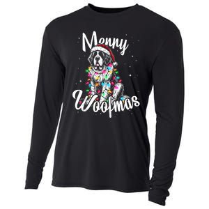 Saint Bernard Dog Merry Woofmas Christmas Lights Santa Hat Tank Top Cooling Performance Long Sleeve Crew