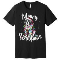 Saint Bernard Dog Merry Woofmas Christmas Lights Santa Hat Tank Top Premium T-Shirt