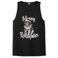 Saint Bernard Dog Merry Woofmas Christmas Lights Santa Hat Tank Top PosiCharge Competitor Tank