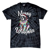 Saint Bernard Dog Merry Woofmas Christmas Lights Santa Hat Tank Top Tie-Dye T-Shirt