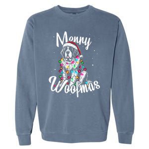 Saint Bernard Dog Merry Woofmas Christmas Lights Santa Hat Tank Top Garment-Dyed Sweatshirt