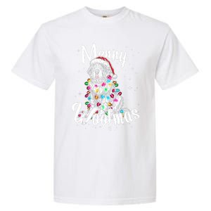 Saint Bernard Dog Merry Woofmas Christmas Lights Santa Hat Tank Top Garment-Dyed Heavyweight T-Shirt