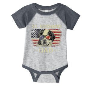 St Bernard Dad Dog Lovers American Flag 4th Of July Infant Baby Jersey Bodysuit