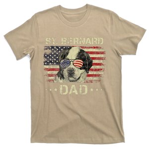 St Bernard Dad Dog Lovers American Flag 4th Of July T-Shirt