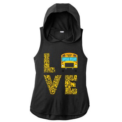 School Bus Driver Love Driving Bus Lover Ladies PosiCharge Tri-Blend Wicking Draft Hoodie Tank