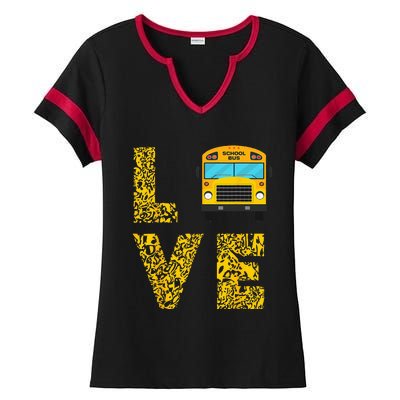 School Bus Driver Love Driving Bus Lover Ladies Halftime Notch Neck Tee