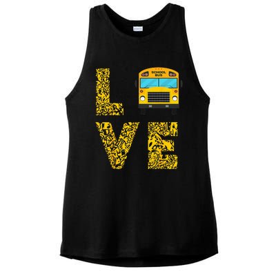 School Bus Driver Love Driving Bus Lover Ladies PosiCharge Tri-Blend Wicking Tank