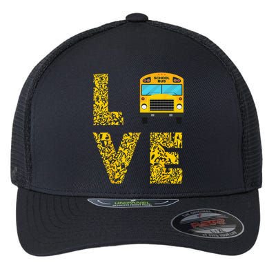 School Bus Driver Love Driving Bus Lover Flexfit Unipanel Trucker Cap