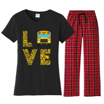 School Bus Driver Love Driving Bus Lover Women's Flannel Pajama Set