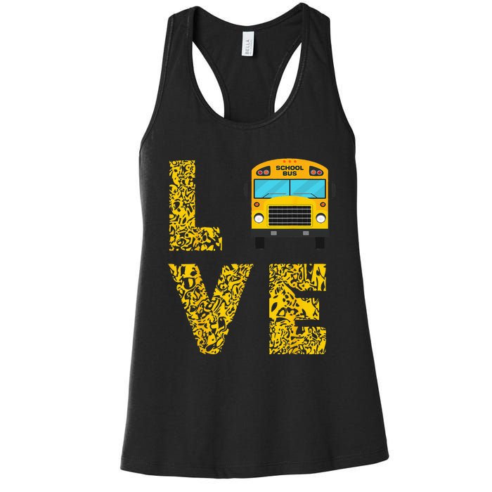 School Bus Driver Love Driving Bus Lover Women's Racerback Tank