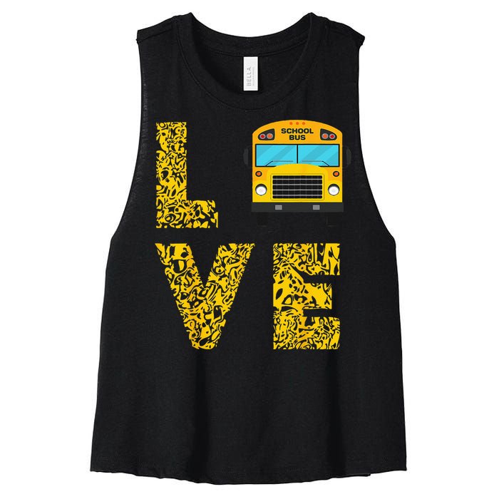 School Bus Driver Love Driving Bus Lover Women's Racerback Cropped Tank