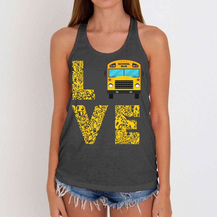 School Bus Driver Love Driving Bus Lover Women's Knotted Racerback Tank