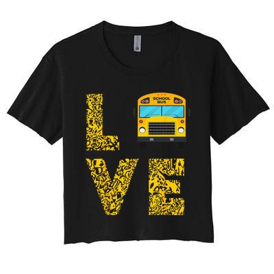 School Bus Driver Love Driving Bus Lover Women's Crop Top Tee