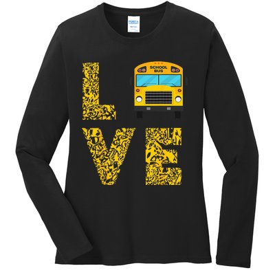 School Bus Driver Love Driving Bus Lover Ladies Long Sleeve Shirt