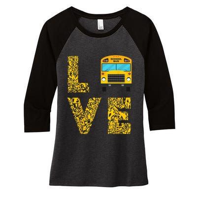 School Bus Driver Love Driving Bus Lover Women's Tri-Blend 3/4-Sleeve Raglan Shirt