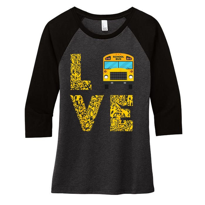 School Bus Driver Love Driving Bus Lover Women's Tri-Blend 3/4-Sleeve Raglan Shirt