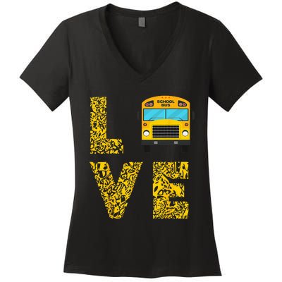 School Bus Driver Love Driving Bus Lover Women's V-Neck T-Shirt