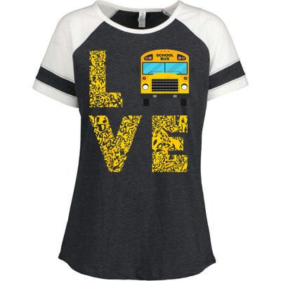 School Bus Driver Love Driving Bus Lover Enza Ladies Jersey Colorblock Tee