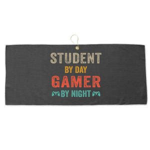 Student By Day Gamer By Night Meme For Gamers Large Microfiber Waffle Golf Towel