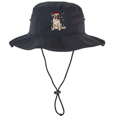 Saint Bernard Dog Santa Christmas Tree Lights Pajama Xmas Bucket Hat