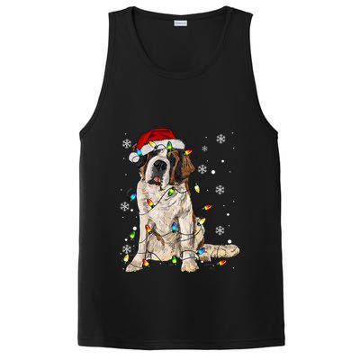 Saint Bernard Dog Santa Christmas Tree Lights Pajama Xmas PosiCharge Competitor Tank