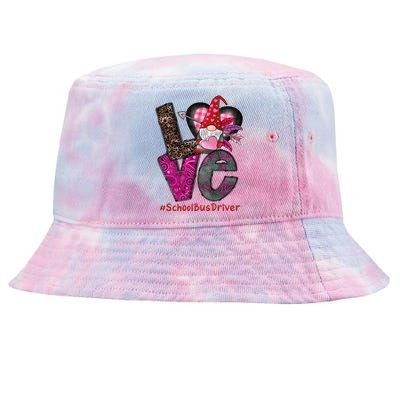 School Bus Driver Love Gnome Heart Valentine's Day Heart Gift Tie-Dyed Bucket Hat