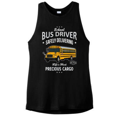 School Bus Driver - Safely Delivering Precious Ladies PosiCharge Tri-Blend Wicking Tank