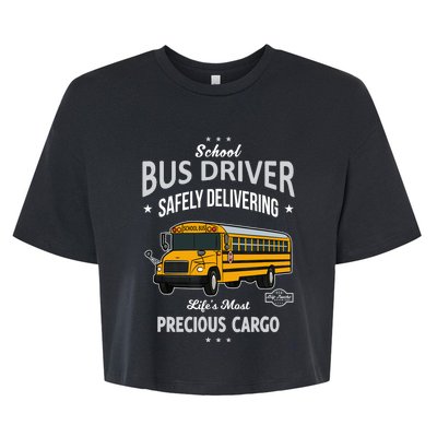 School Bus Driver - Safely Delivering Precious Bella+Canvas Jersey Crop Tee