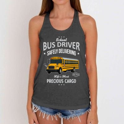 School Bus Driver - Safely Delivering Precious Women's Knotted Racerback Tank