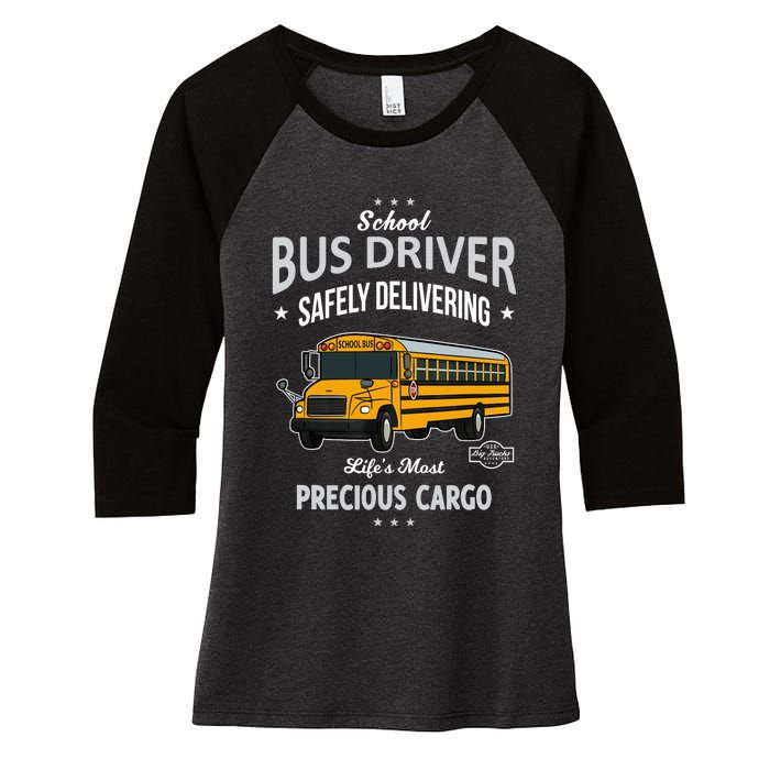 School Bus Driver - Safely Delivering Precious Women's Tri-Blend 3/4-Sleeve Raglan Shirt