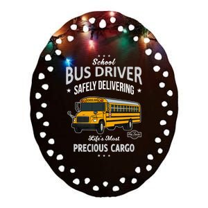 School Bus Driver - Safely Delivering Precious Ceramic Oval Ornament