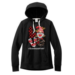 School Bus Driver Love Gnome Heart Valentine's Day Heart Great Gift Women's Fleece Hoodie